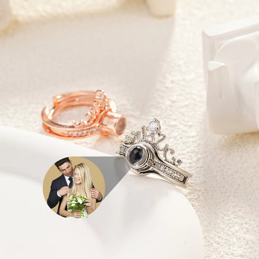 Crystal Crown Photo Custom Image Ring with Your Picture