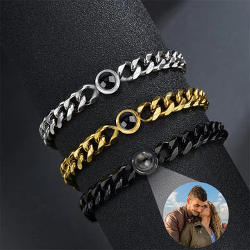 Custom Bracelet with Picture Inside Titanium Steel Cuban Link Chain Bracelet