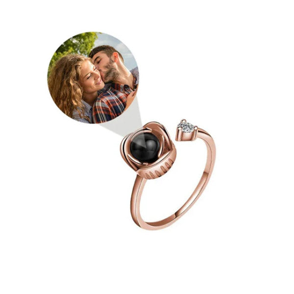 Custom Color Picture Projection Zircon Ring For Mom Girlfriend Lover