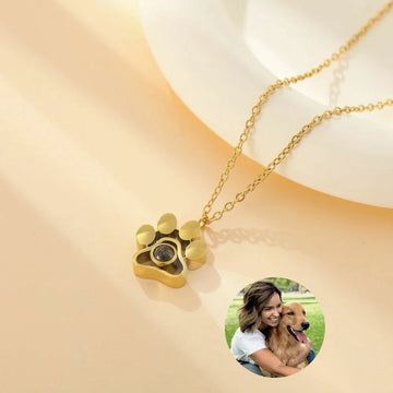18K Gold-Plated Projection Claw Pendant Necklace with Personalized Hidden Photo/Text