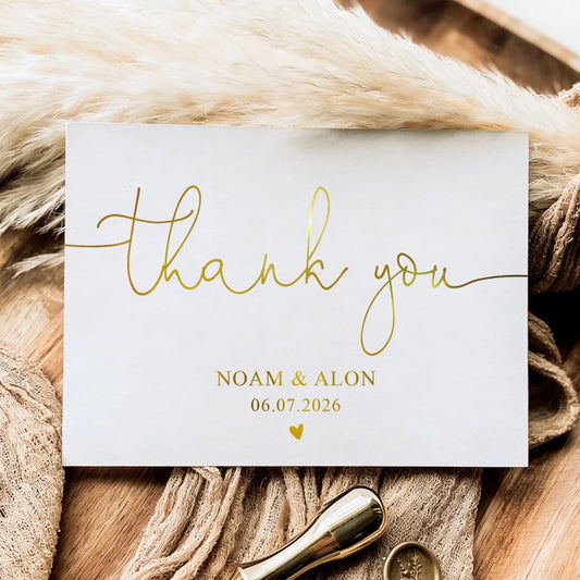 100PCS Personalized Thank You Card with Foil, Customizable Thank You Card for Wedding Thank You Card, Business Thank You Card