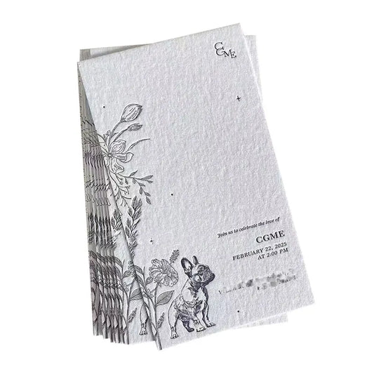 100Pcs Custom Business Cards 3D Texture Paper Wedding Invitation Cards Debossed Embossed 600gsm Cotton Paper Thank You Card