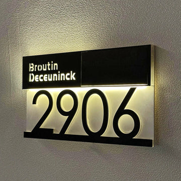 Custom Door Number Signs Modern Street Sign With LED Light & RC