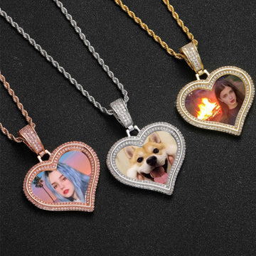 18K Gold Plated Heart Pendant - Iced Out Custom Necklace
