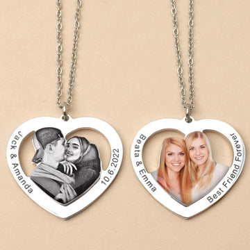 Personalized Photo Necklaces Custom Name Necklace Heart Pendant Chain Jewelry for For Lovers