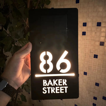 Solar Outdoor House Number 3D Laser Cut Acrylic House Name Plate Address Door Sign