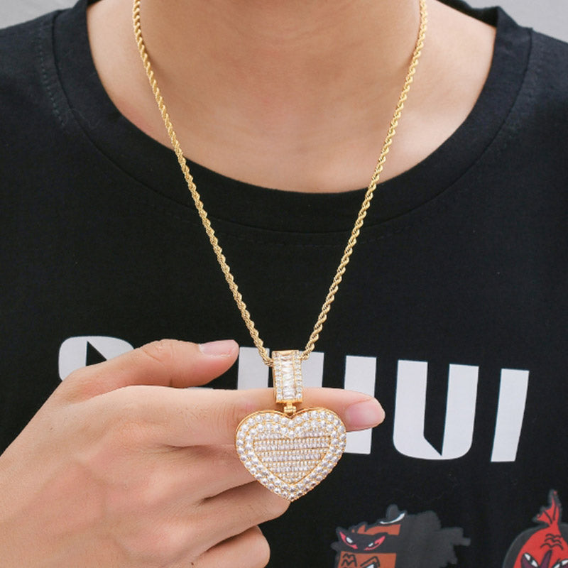 Personalized Copper Love Heart Locket Necklace with Photo