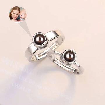 Customized Photo Projection Stainless Steel Rings Adjustable Couple Ring