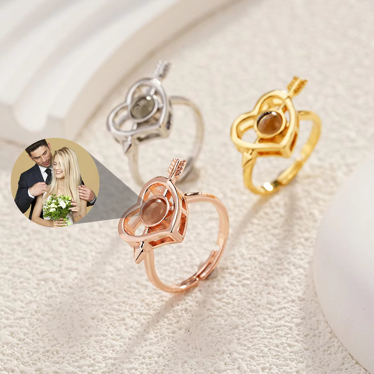 New Custom Photo Rings Projection Photo Custom Heart Projection Ring For Women