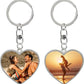 Personalized Family Photo Keychain Peach Heart Keychain