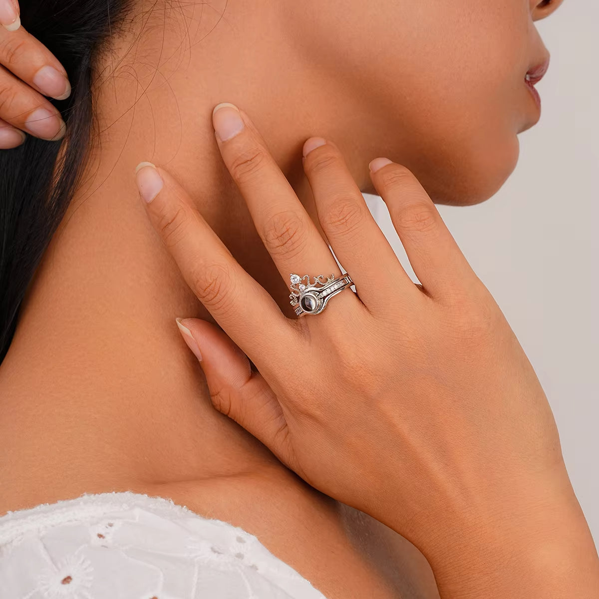 Crystal Crown Photo Custom Image Ring with Your Picture