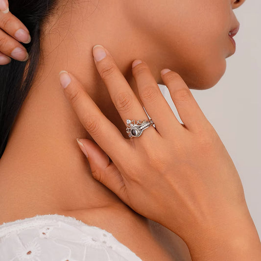 Crystal Crown Photo Custom Image Ring with Your Picture