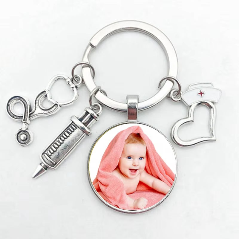 25mm handmade personalized diy photo of your baby’s custom key chain