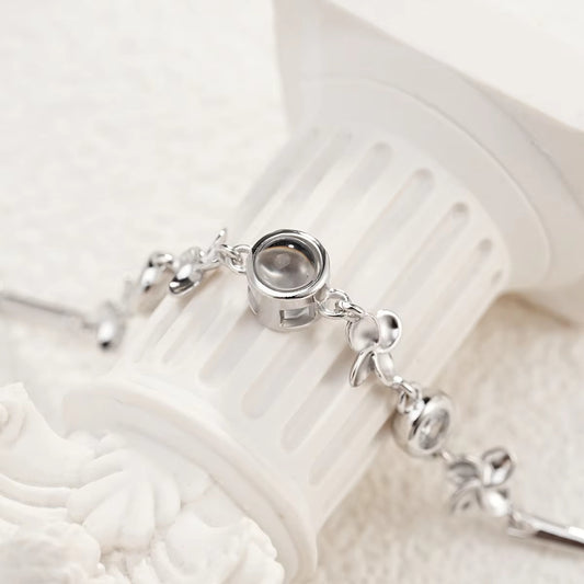 Customized Photo Bracelets Projection Bracelet Four Leaf Clover Personalized Bangles For Her