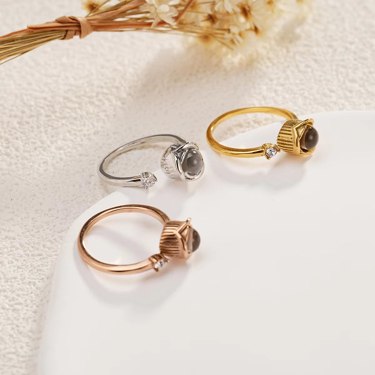 New Rose Flower Projection Ring Custom Stainless Steel Projection Ring