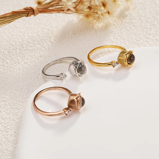 New Rose Flower Projection Ring Custom Stainless Steel Projection Ring