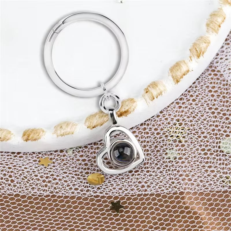 Personalized Photo Projection Keychain Custom Heart Photo Keyring Projection Keychain