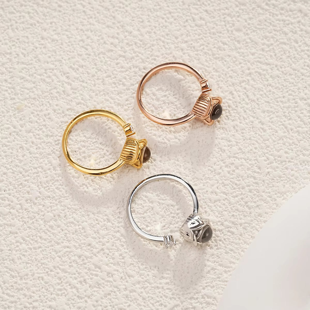 New Rose Flower Projection Ring Custom Stainless Steel Projection Ring