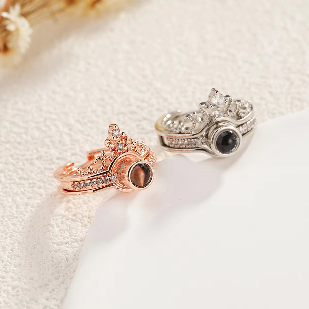 Crystal Crown Photo Custom Image Ring with Your Picture