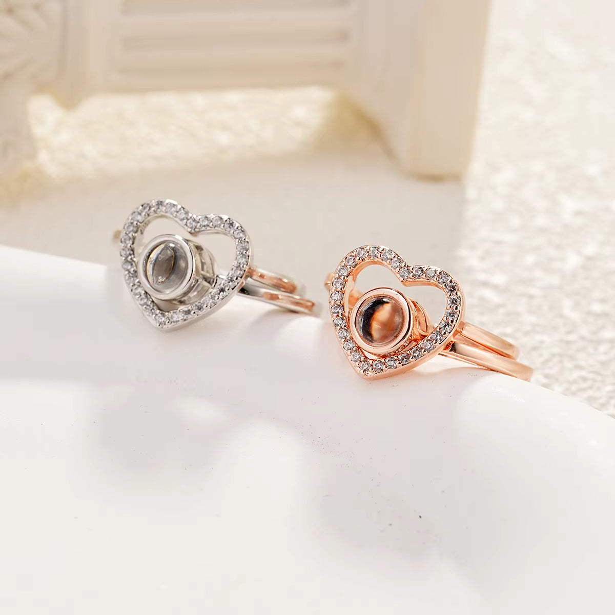 New Heart Ring Personalized Projection Photo Rings