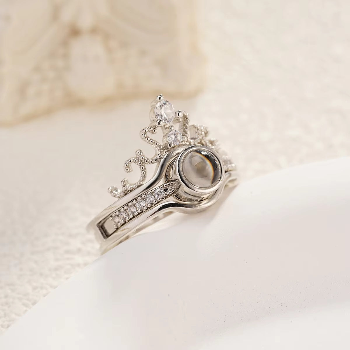 Crystal Crown Photo Custom Image Ring with Your Picture