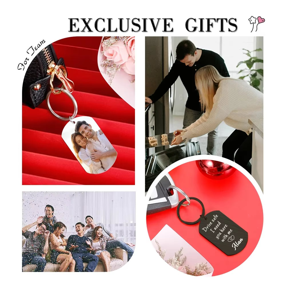 Drive Safe I Need You Here With Me Keychain Custom Photo KeyChain for Boyfriend