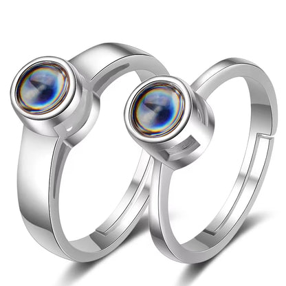 Customized Photo Projection Stainless Steel Rings Adjustable Couple Ring