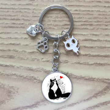 Classic Time Gemstone Cat Keychain Customized Cute Animal Pet Paw Print