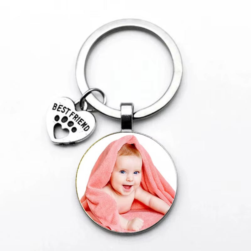 25mm handmade personalized diy photo of your baby’s custom key chain