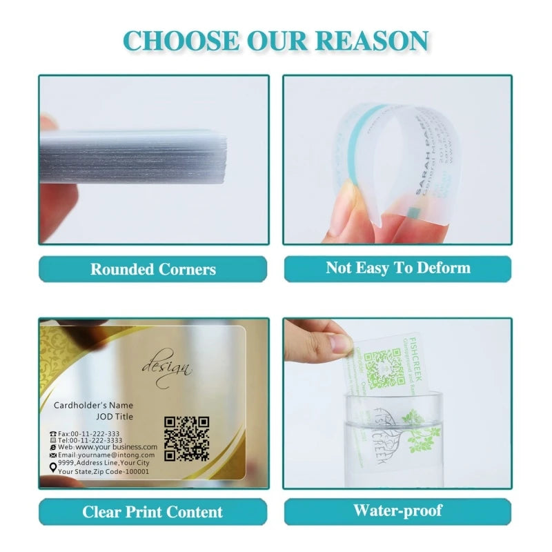 Custom Cards Transparent PVC Business Card Waterproof for Business Personalized Logo Round Corners 85.5*54mm PVC Business Card