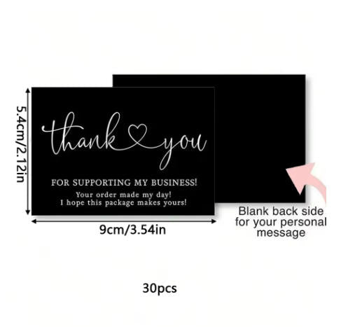 30/50Pcs Thank You Cards Thank You for Supporting My Business Cards Commercial Decoration Label Appreciate Cards Gift Packaging