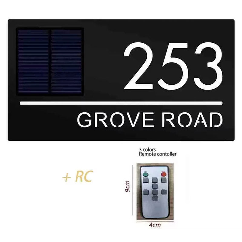 Solar Outdoor House Number 3D Laser Cut Acrylic House Name Plate Address Door Sign