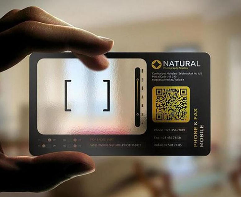 Transparent QR Code Business Card, Clear Glossy Plastic Card, Plastic Business Card