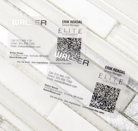 Transparent QR Code Business Card, Clear Glossy Plastic Card, Plastic Business Card