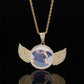 Customized Photo Necklace, Personalized Angel Wing Circular Pendant
