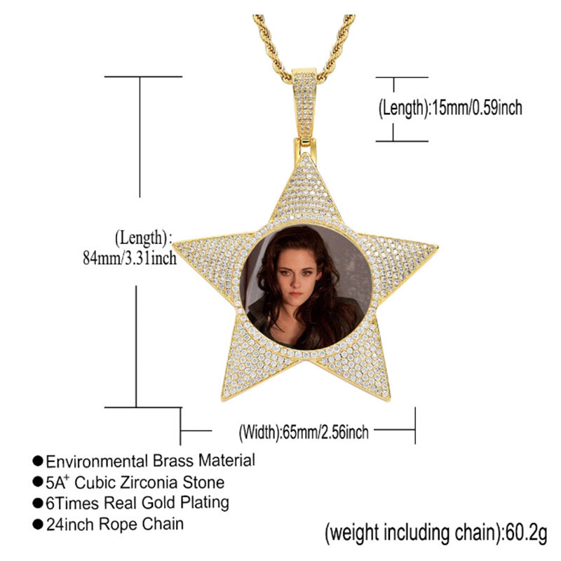 Custom Star Rope Chain - Iced Out Cubic Zircon Pendant