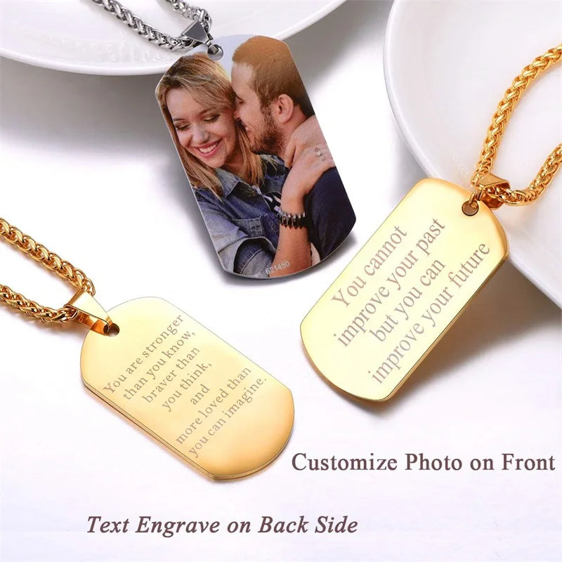 Custom Colorful Photo Necklace Stainless Steel Personalized Picture Necklace
