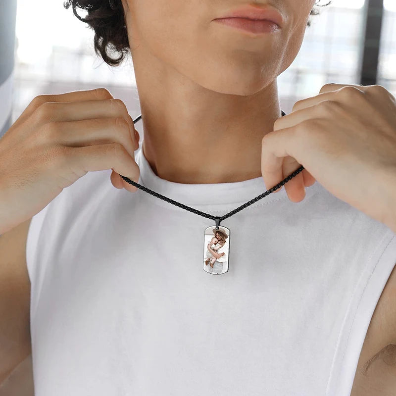 Custom Colorful Photo Necklace Stainless Steel Personalized Picture Necklace