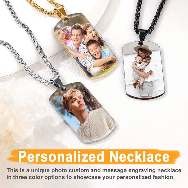 Custom Colorful Photo Necklace Stainless Steel Personalized Picture Necklace