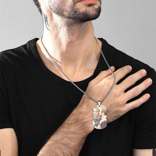 Custom Colorful Photo Necklace Stainless Steel Personalized Picture Necklace