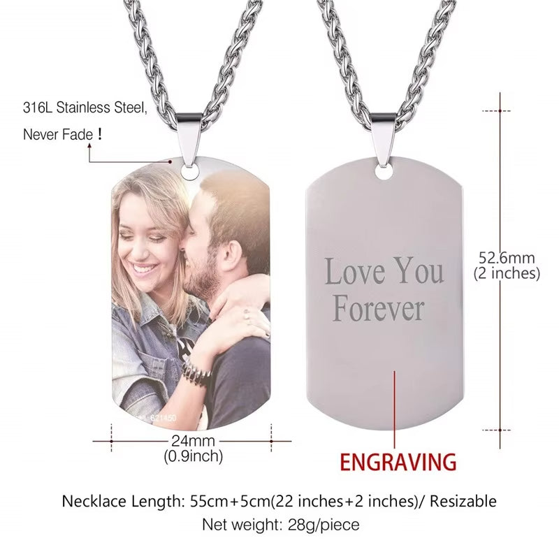 Custom Colorful Photo Necklace Stainless Steel Personalized Picture Necklace