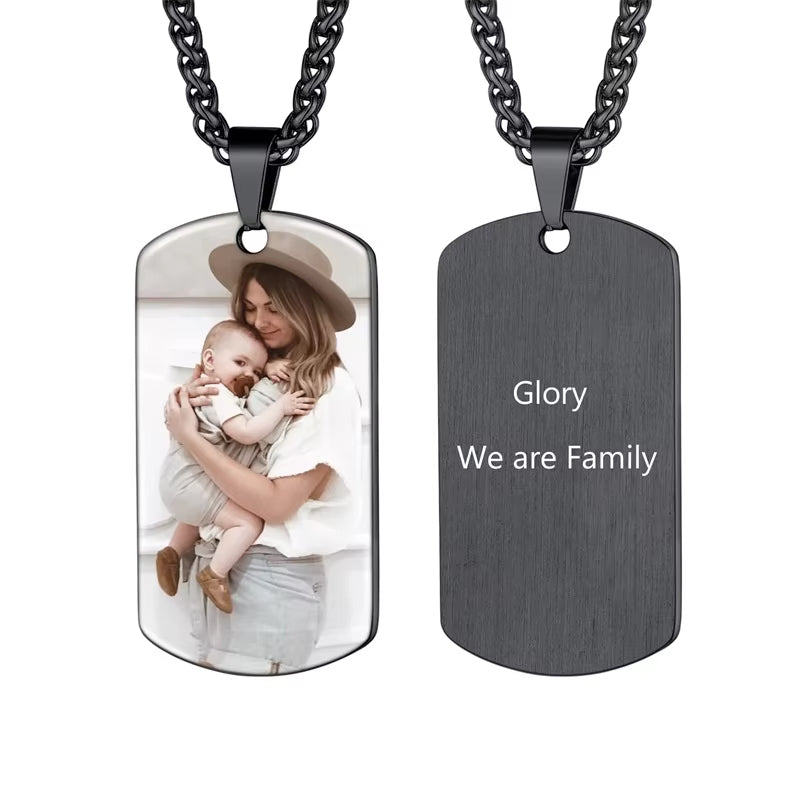 Custom Colorful Photo Necklace Stainless Steel Personalized Picture Necklace