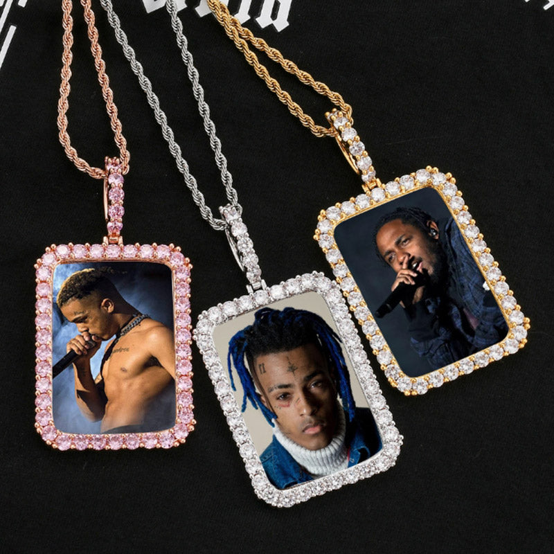 DIY Customized Photos Hiphop Necklace Birthday Photo Frame Pendant