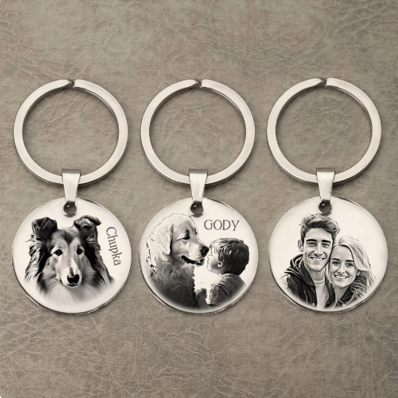 Custom Keychain with Photo,Cat Picture Keychain,Personalized Dog Memorial Gifts,Keychain Your Name, Father Boyfriend Gift