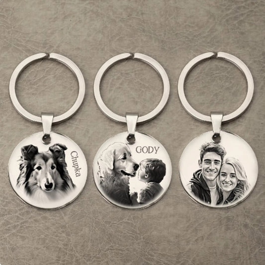 Custom Keychain with Photo,Cat Picture Keychain,Personalized Dog Memorial Gifts,Keychain Your Name, Father Boyfriend Gift