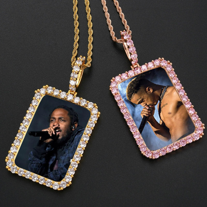 DIY Customized Photos Hiphop Necklace Birthday Photo Frame Pendant