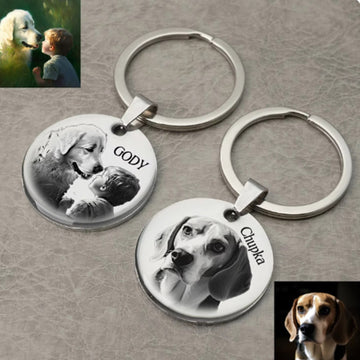 Custom Keychain with Photo,Cat Picture Keychain,Personalized Dog Memorial Gifts,Keychain Your Name, Father Boyfriend Gift