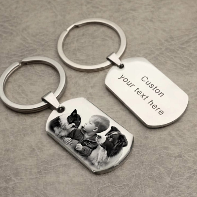 Custom Keychain with Photo,Cat Picture Keychain,Personalized Dog Memorial Gifts,Keychain Your Name, Father Boyfriend Gift