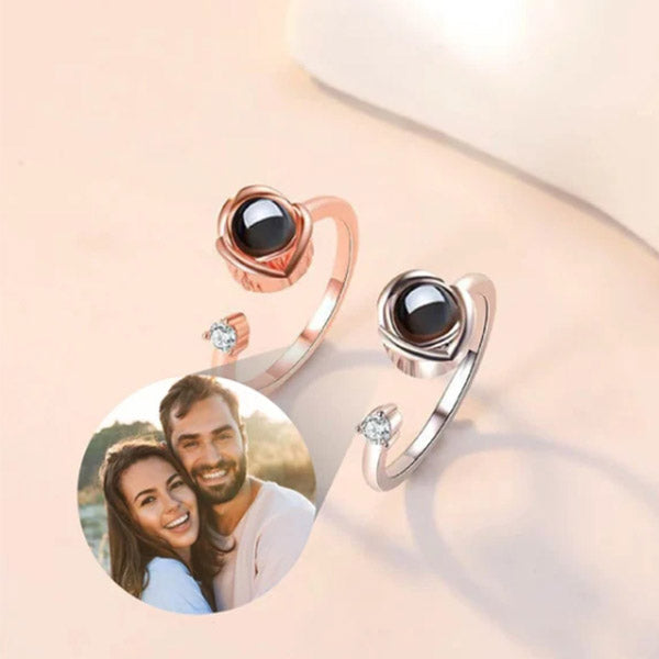 Custom Color Picture Projection Zircon Ring For Mom Girlfriend Lover