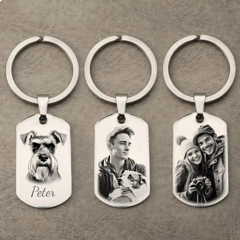 Custom Keychain with Photo,Cat Picture Keychain,Personalized Dog Memorial Gifts,Keychain Your Name, Father Boyfriend Gift